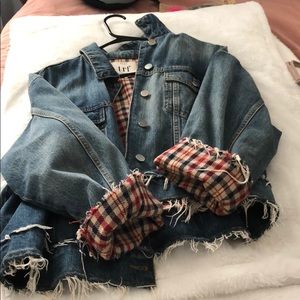 Plaid interior jean jacket